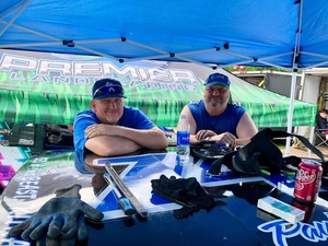 Steve, part-time crew chief for PG Racing Team 74, wearing a blue shirt and hat