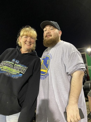 Brandon and woman, PG Racing Team 74 crew members