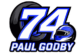 74 White Logo with Helmet & Paul Godby - PG RACING TEAM 74 74 White Logo with Helmet & Paul Godby